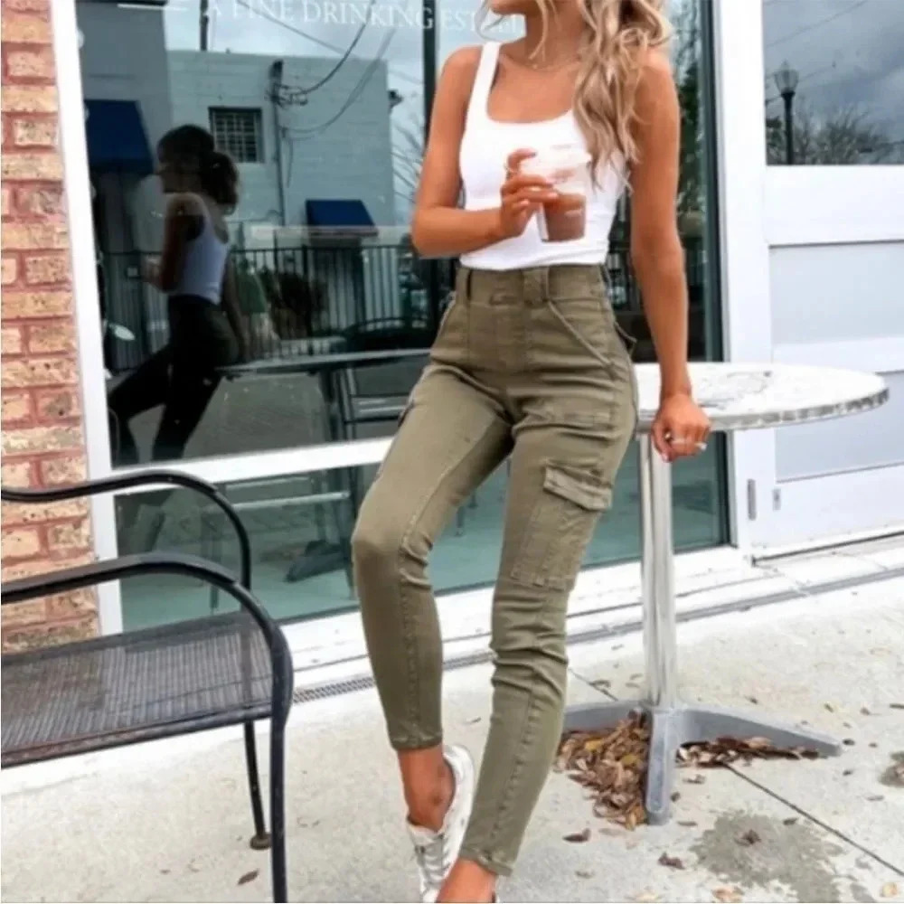 SPANX Olive Green Cargo Track Pants